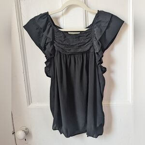 Vintage Isabel Marant Elegant Black Ruffle Sleeveless Blouse Y2K - Size 2